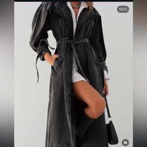 Zara Charcoal Denim Belted Coat